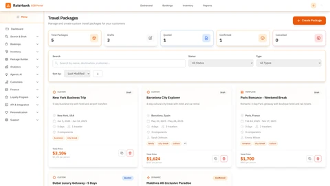 Package List - Browse and filter travel packages